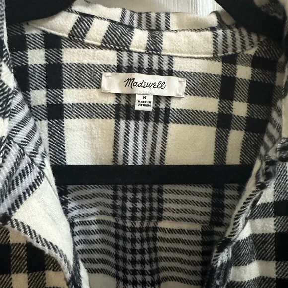 EUC Madewell Flannel Shirt in Black and White Plaid size Medium - Picture 4 of 6